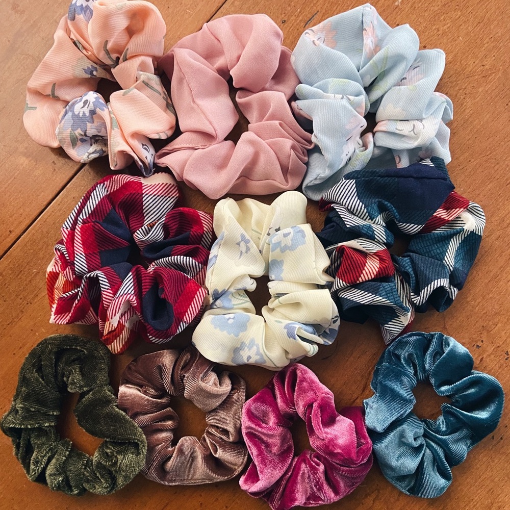 Various Hair Scrunches - solid and floral colors - NEW